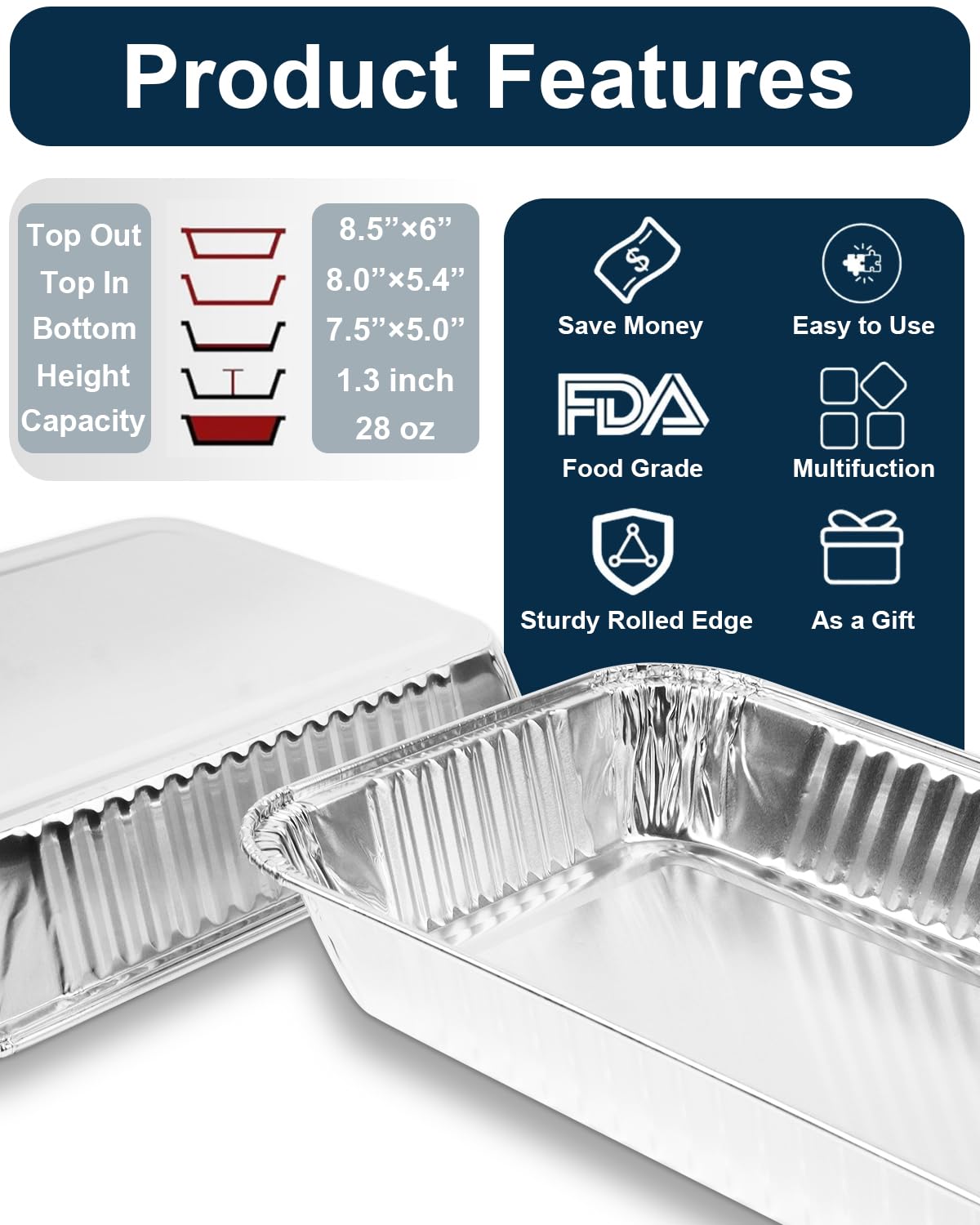 Matchwaves Drip Pans for Weber, Disposable Aluminum Foil Grease Trays for Weber Grills, Universal Replacement Liners for Weber Series, 8.6" x 6" - 20 Pcs