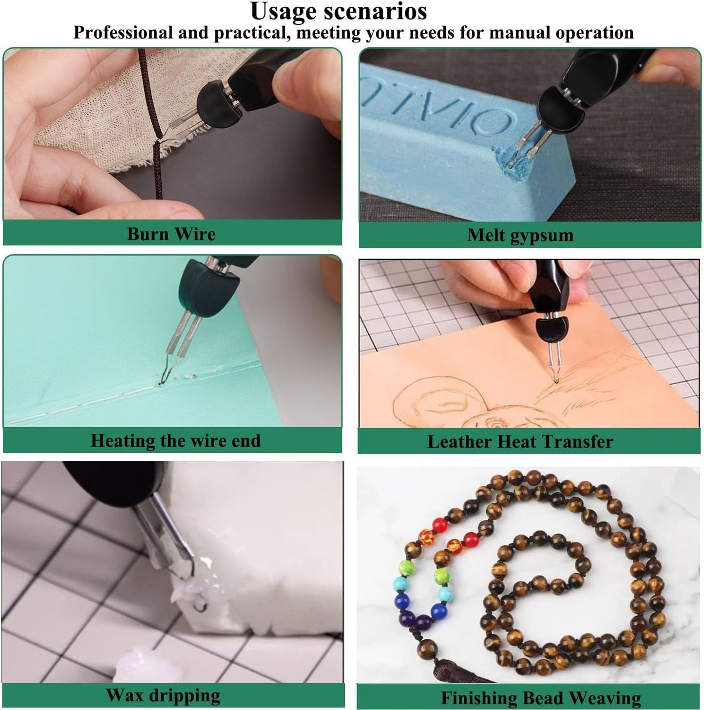 slvxexi Thread Burning Tool, Trims or Melts Frayed Ends Handheld Tungsten Thread Burning Pen for Thread Breakage, Wood Heat Transfer