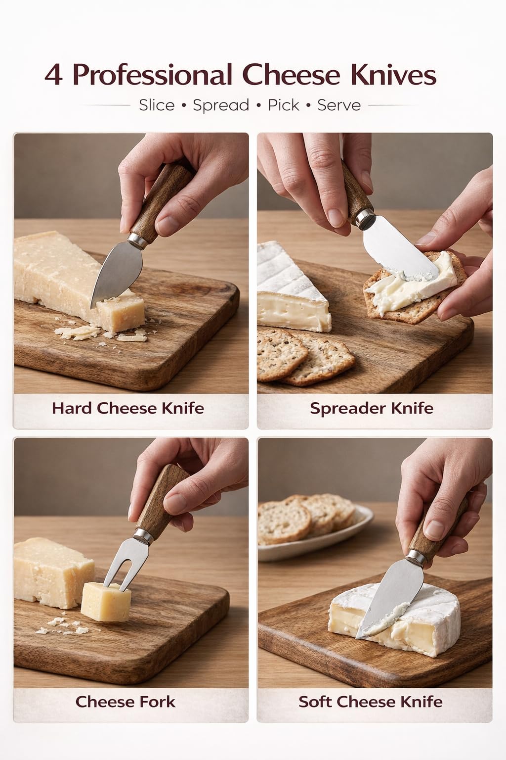 GleeNflux Charcuterie Board Set, 5-Piece Acacia Wood Cheese Board with 4 Cheese Knives, “Sweet Home” Engraved, Gift-Ready for Couples, Housewarming & Wedding