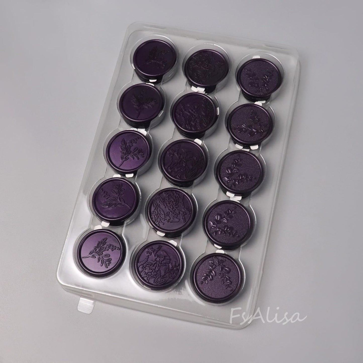 FsAlisa 60pcs Botanical Wax Seal Stickers, Dark Purple, Floral & Leaf Pattern, Waterproof, Self-Adhesive, For Invitations, Cards, Gift Wrapping, Wine Bottles & More