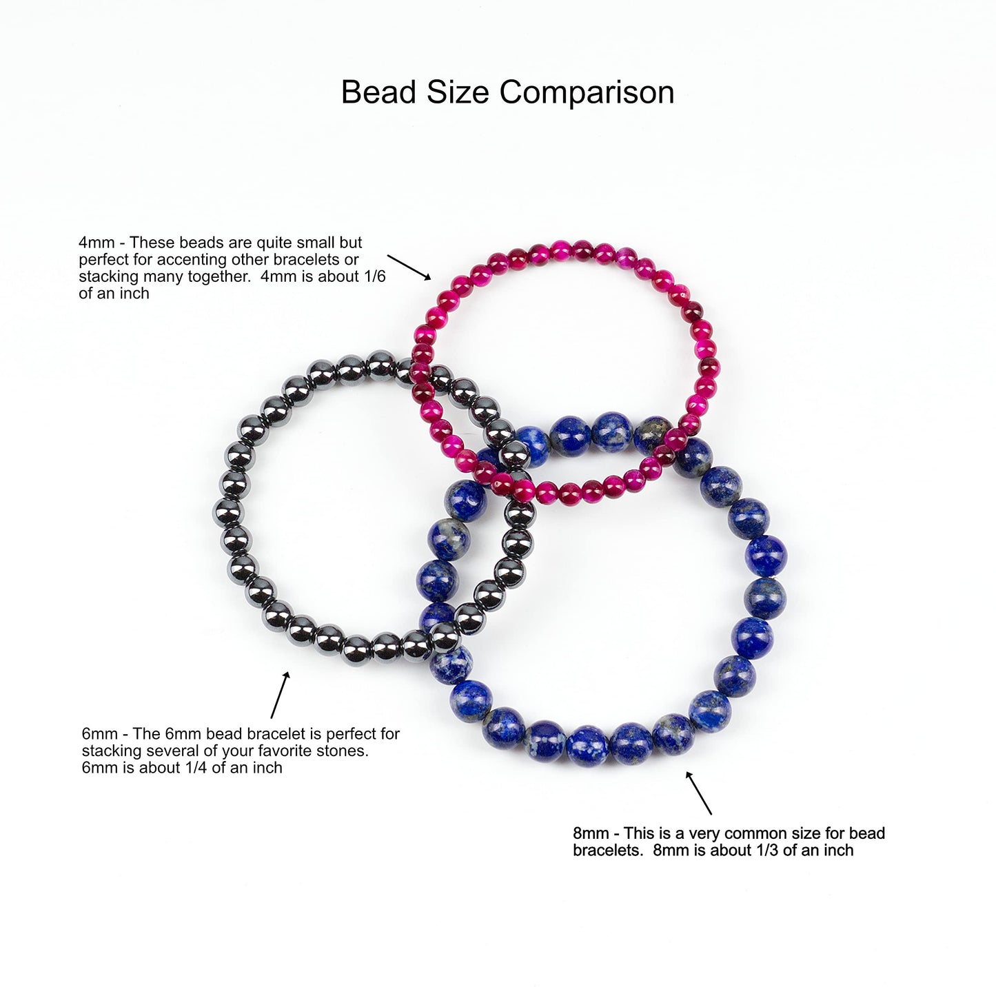 Cherry Tree Collection - Small, Medium, Large Sizes - Gemstone Beaded Bracelets For Women and Men - 4mm Round Beads (Triple Protection - Small)