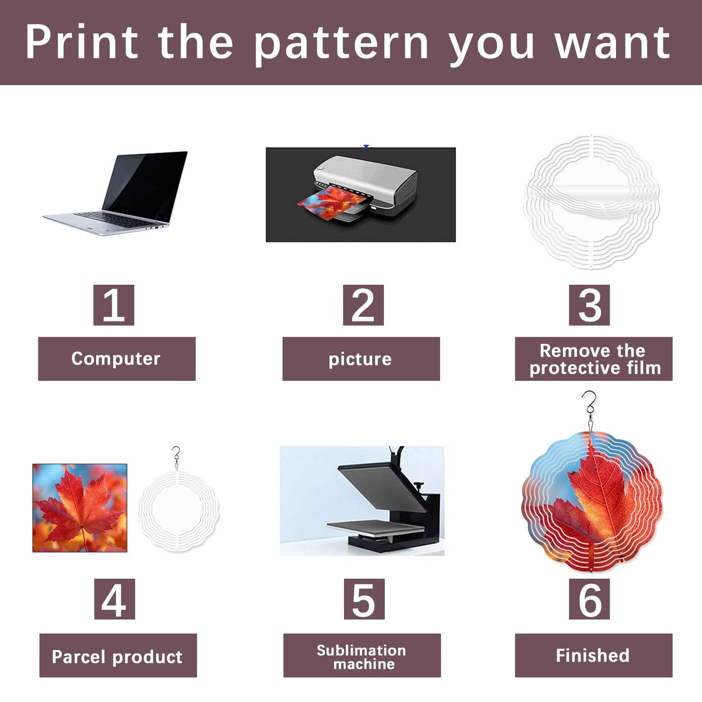 10 PCS Sublimation Wind Spinner Blanks 8 Inch Sublimation Blanks Products Stainless Steel Metal Indoor Outdoor Garden Decoration for Heat Press Transfer Sublimation Blank Wind Spinners