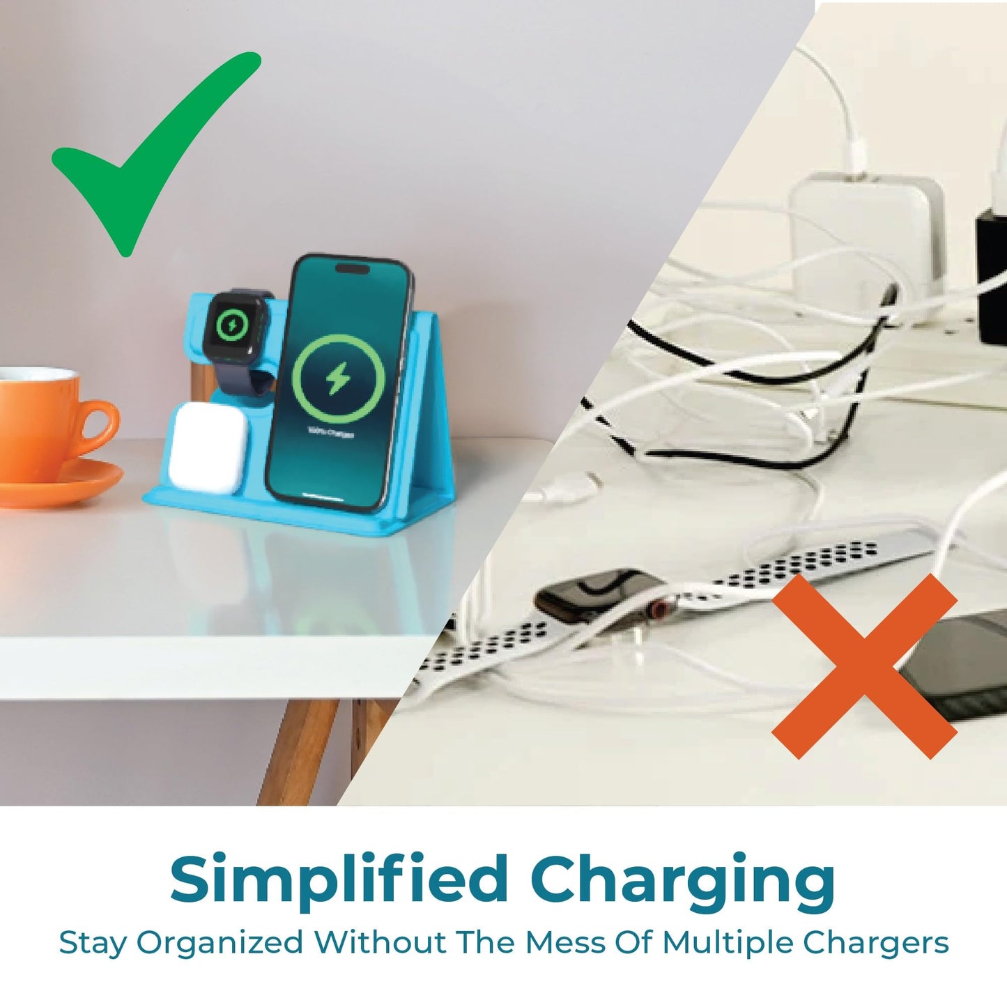 BLACK+DECKER 3 in 1 Charging Station for Apple Multiple Devices, Wireless Foldable Travel Charger for Multiple Devices iPhone 17 16 15 14 13 Pro Max Plus Apple Watch Series/AirPods (Loch Ness)