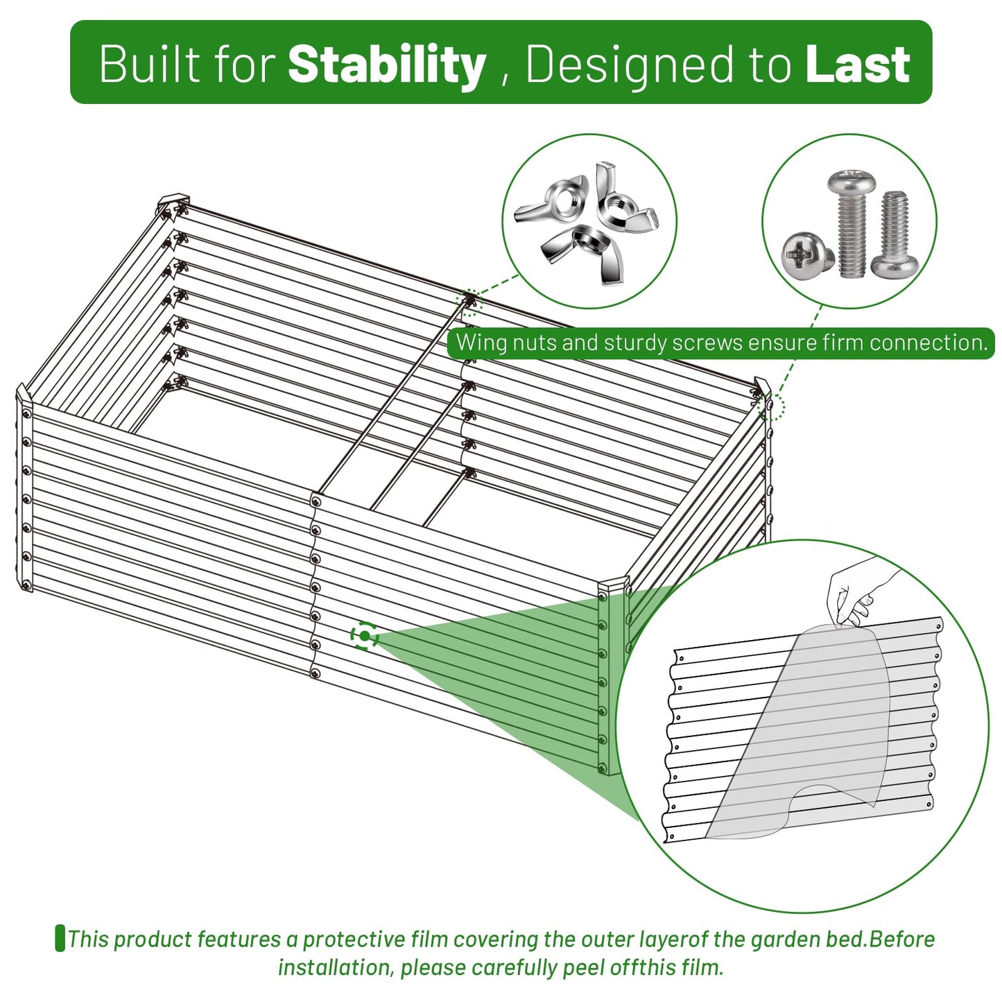 SnugNiture Galvanized Raised Garden Bed 8x4x2FT Outdoor Large Metal Planter Box Steel Kit for Planting Vegetables, Flowers