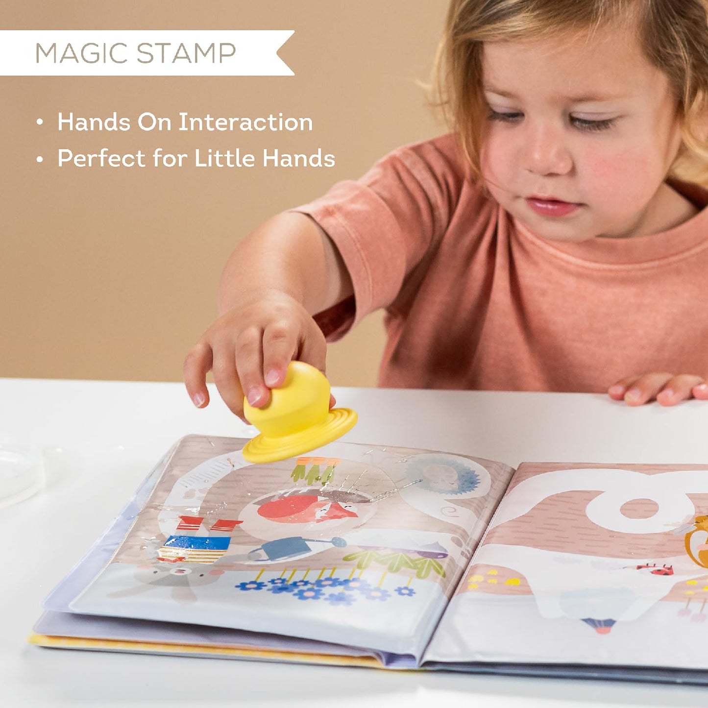 Taf Toys water reveal pad with Magic Stamp Interactive Reusable Water-Reveal Activity book for Toddlers 18 month, Non-Toxic & Quick-Drying Baby water magic for Toddler and Infants, Perfect Shower Gift