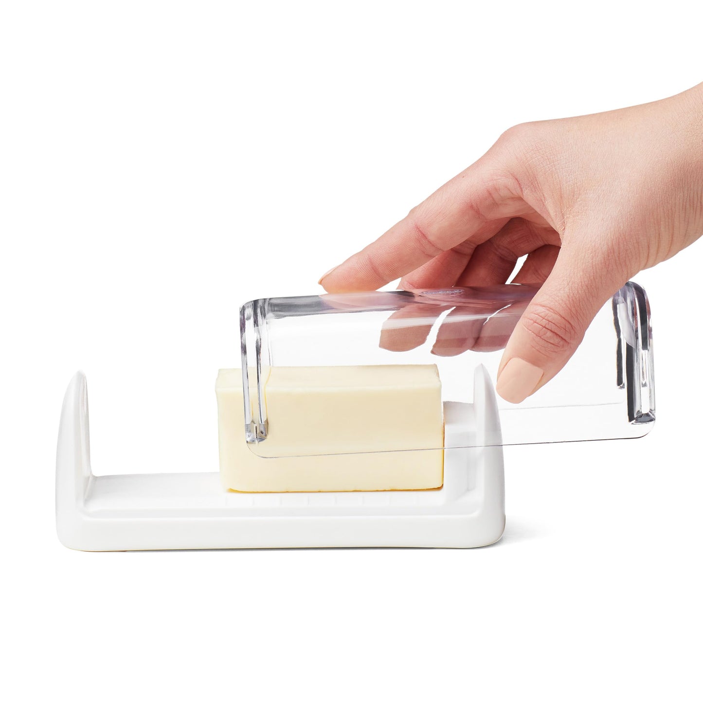 Chef’n Slice'n Store Butter Dish with Built-In Slicer Lid – Fits Long & Short Sticks, Measurement Marks Included – Keeps Butter Fresh & Ready to Slice