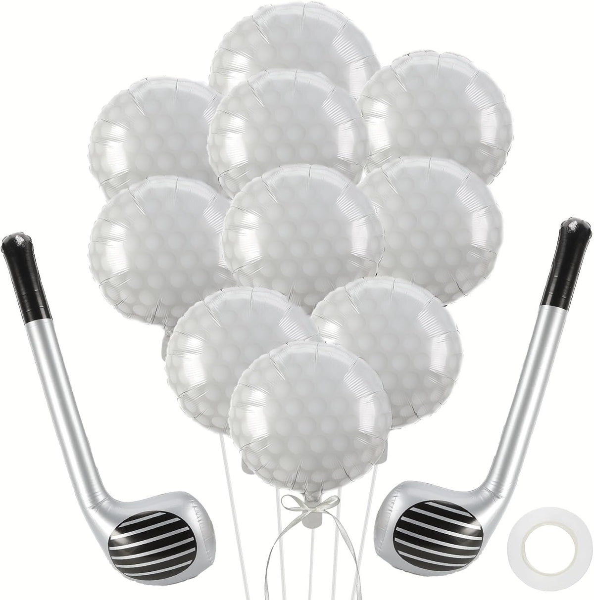 10 PCS Golf Balloons 2 PCS Golf Club 18 Inch Party Decorations Supplies Birthday Party Themed Decor for Boys Giant Large Sports Ball Balloon Christmas Mylar Foil Helium Aluminum Balloon Gender Reveal