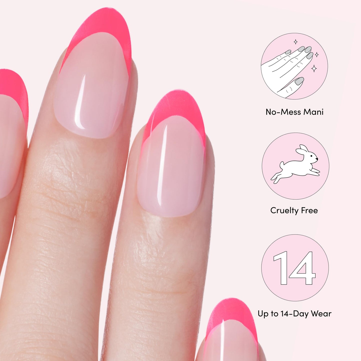 Dashing Diva Magic Press Nail Set - Big Ego - Long Almond Press On Nails - Long Lasting Gel - Lasts Up to 10 Days - Summer Gel Set - 4-Piece Manicure Kit with 30 Nails