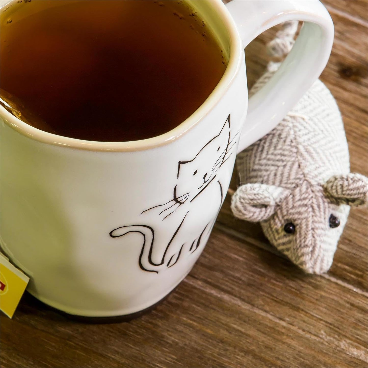 Cypress Home Pet Cat Ceramic Cup Gift Set Includes Mouse Cat Toy for Your Furry Friend Gift for Cat Lovers Kitty Mug - 6 x 4 x 5 Inches