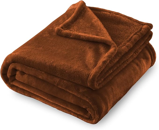SOCHOW Flannel Fleece Blanket Throw Size, All Season Lightweight Super Soft Cozy Blanket for Bed or Couch, Caramel, 50x60 inches