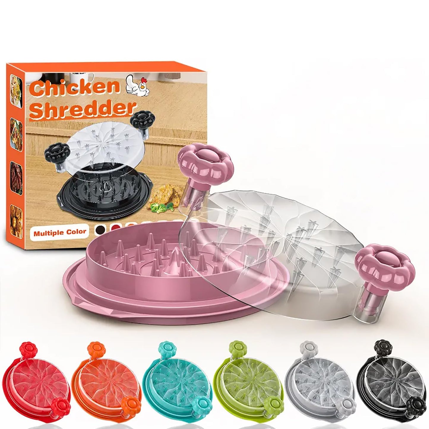 Meat Breaker Upper & Chicken Shredder Tool – Manual Meat Separator with Twist-Lid Action, Visible Top, Non-Slip Base – Shredded Chicken Tool, Meat Chopper, Mix and Chop Kitchen Utensil (Black)