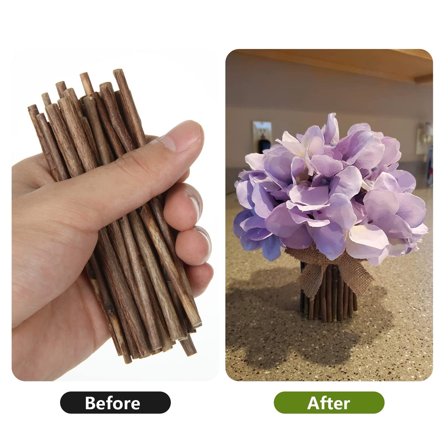 DIRBUY 300PCS 4 inch Wood Log Sticks for Crafts - Natural Twigs Sticks- Birch Wood Craft Sticks for DIY Rustic Home Decor School Projects Crafting Filler, 0.08-0.15 Inch in Diameter