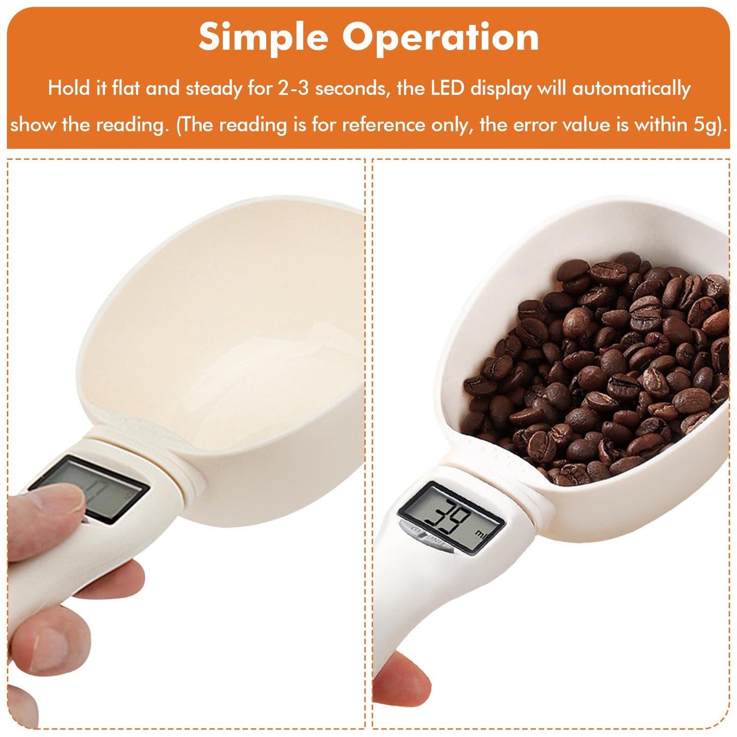 2pcs Digital Measuring Spoon Scale,Electronic Measuring Spoon 800g/0.1g High Precision with Screen,Adjustable Measuring Spoon for Cooking, Pet Food,Daily Meals