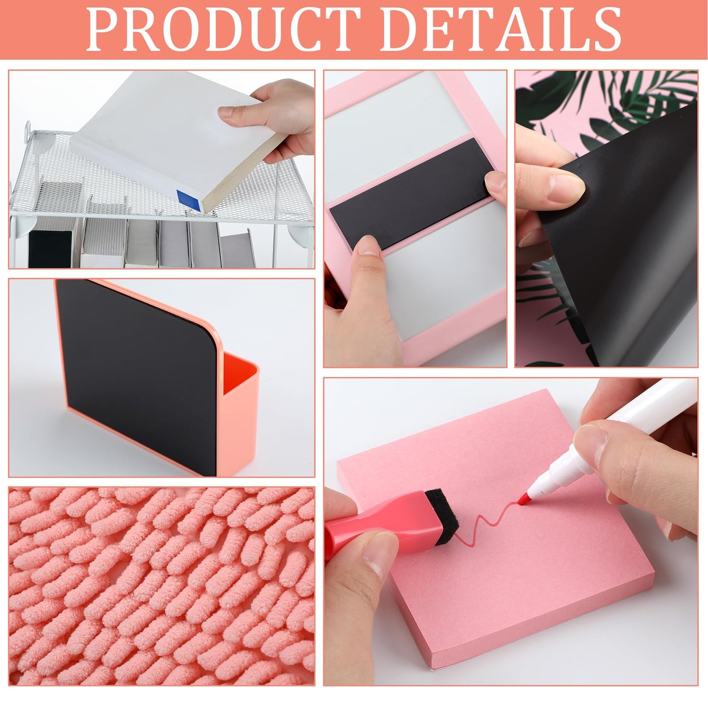 Colarr 17 Pcs Locker Organizer and Decorating Kit Back to School Essentials Include Magnetic Locker Wallpaper Locker Shelf Pencil Holder with Marker Mirror Rug Sticky Note (Light Pink,Leaves Style)