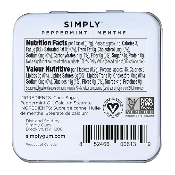 SIMPLY Mints | Peppermint Breath Mints | Pack of Six (180 Pieces Total) | Breath Freshening + Aspartame-Free + Vegan + non-GMO