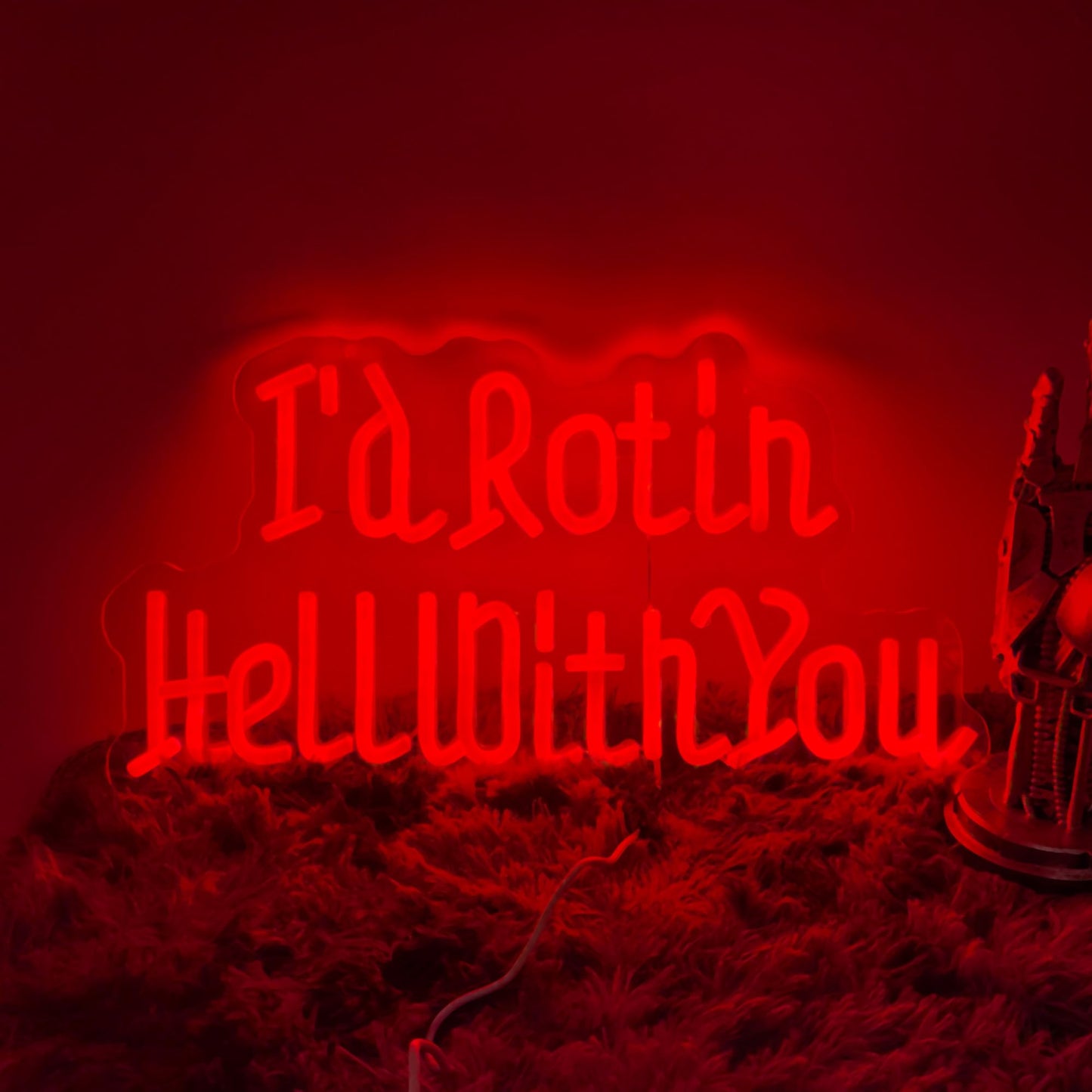 I’d Rot in Hell with You Neon Sign, Alt Room Decor,Gothic Wedding LED Wall Light for Halloween, Horror Room Decor, Dark Love Wedding Gift, Anniversary, Gothic Home Decor