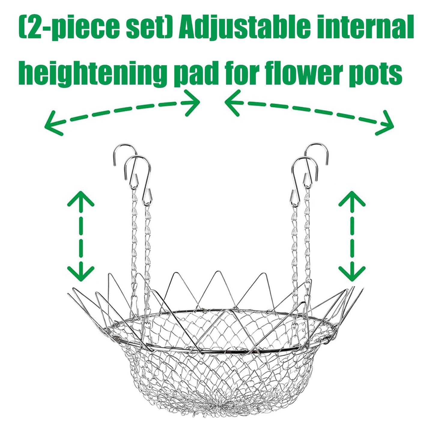 Obotsnoi 2 Pack Adjustable Planter Inserts for Large Receptacles with 12 to 18 Inch Opening Fit and Rust Build Outdoor Container Planner Stainless Steel Plant Elevator