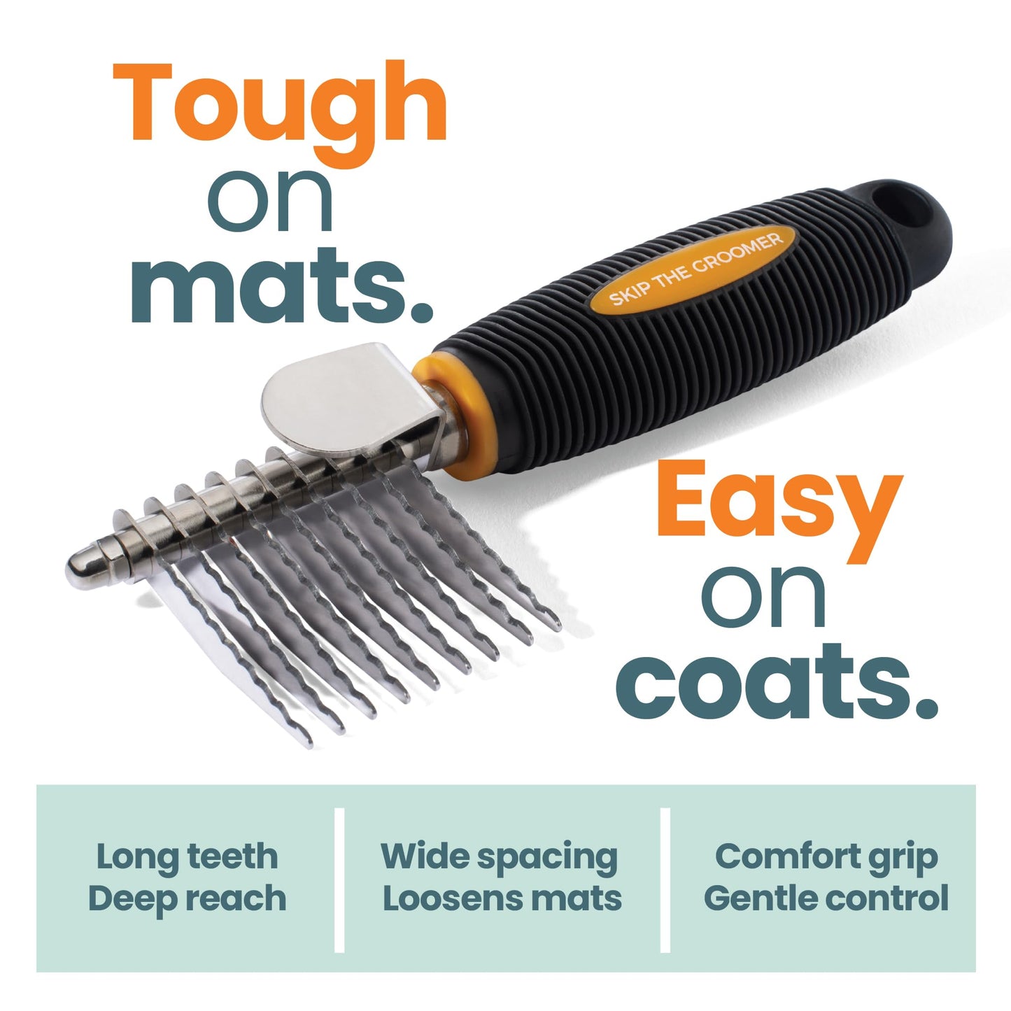 Rake Brush for Dogs, Dematting Tool for Goldendoodles, Poodles & Doodles – Rescue Essential with Long Smooth-Edged Teeth for Thick Coats, Deshedding & Mat Remover – Skip the Groomer