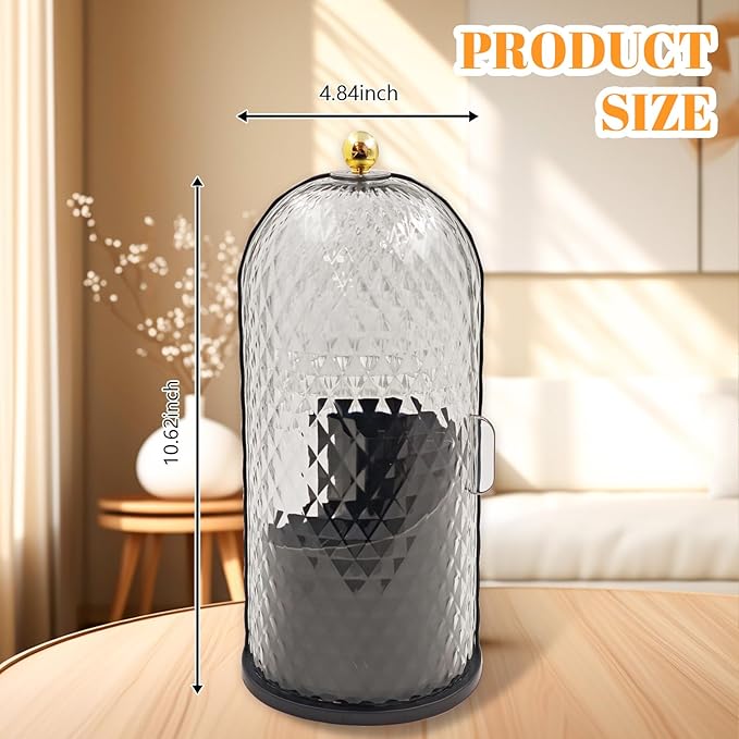 360 Rotating Makeup Brush Holder Organizer With Lid - Multifunctional Toothbrush Holder With Cover For Bathroom Countertop - Dustproof Storage For Make Up Brushes Toothbrush Toothpaste (Black)