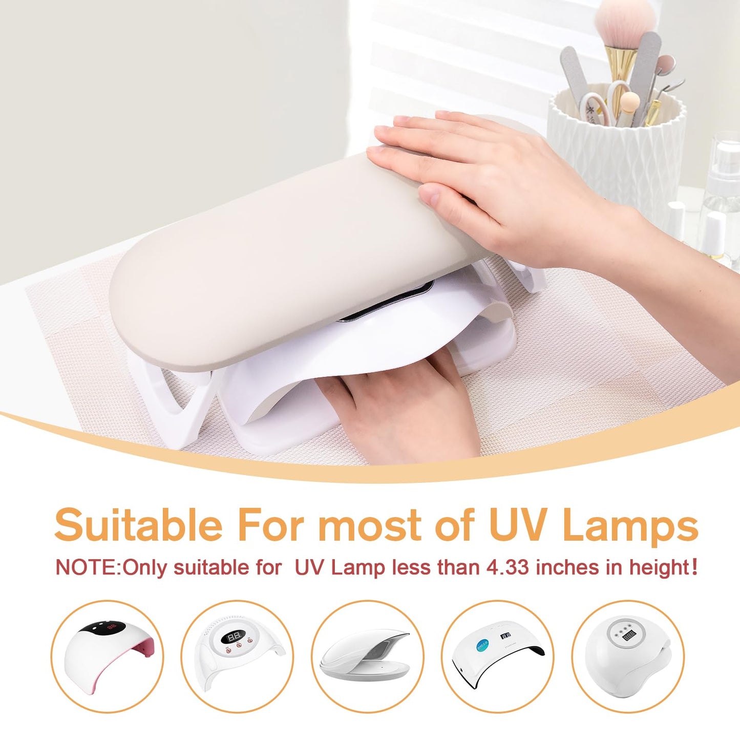 Subay Nail Art Table Mat Nail Arm Rest(Nail Hand Rest *1 & Nail Mat *1), Foldable PU Leather Nail Hand Rest for Acrylic Nails Cushion Hand Holder