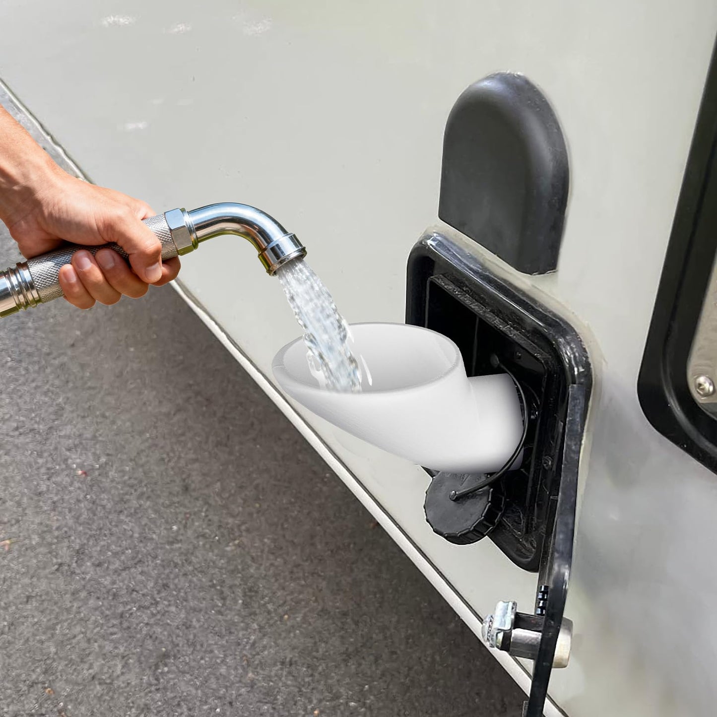 RV Water Tank Filling Funnel - 100mm Wide Mouth with Anti-Spill Design for Campers
