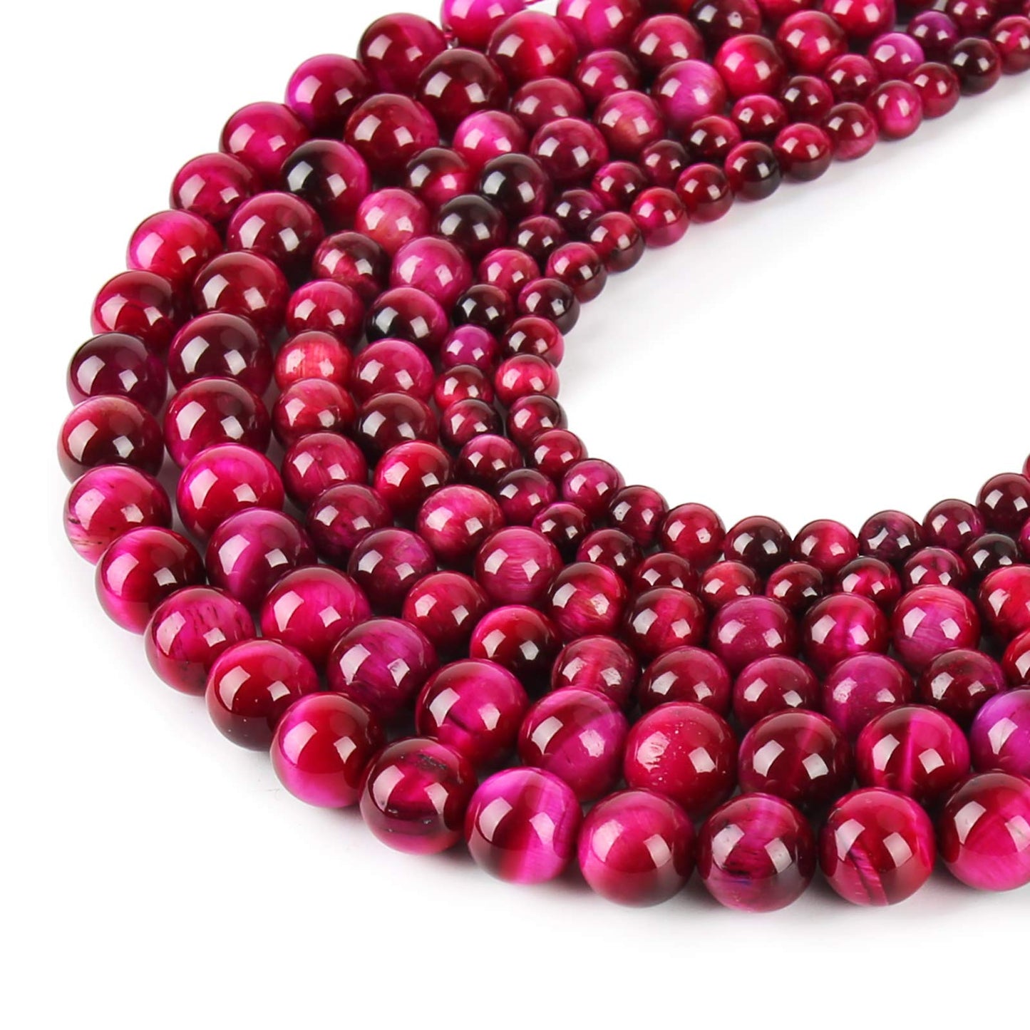 Natural Hot Pink Tiger Eye Beads, Grade AAA Gemstone Round Loose Beads 10MM 40PCs Bulk Lot Options, Semi Precious Stone Beads for Jewelry Making