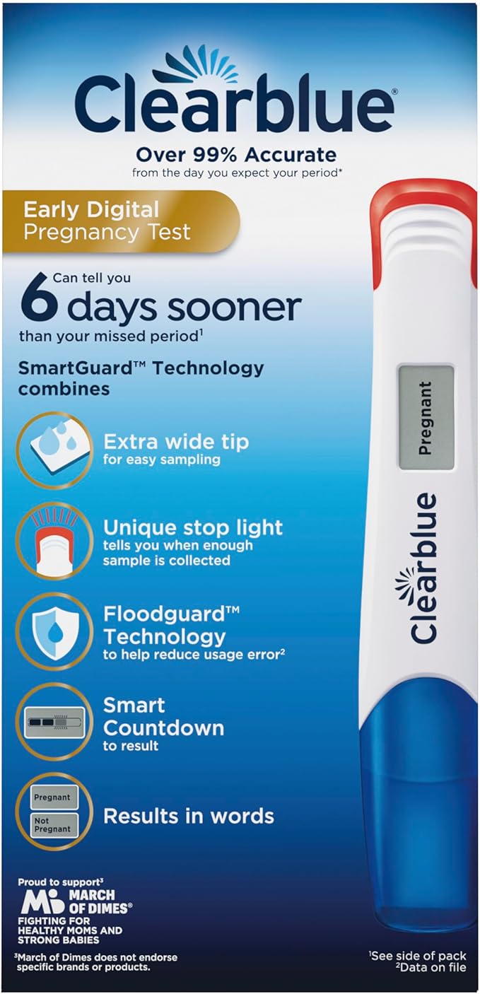 Clearblue Early Digital Pregnancy Test, Early Detection at Home Pregnancy Test, 5 Ct