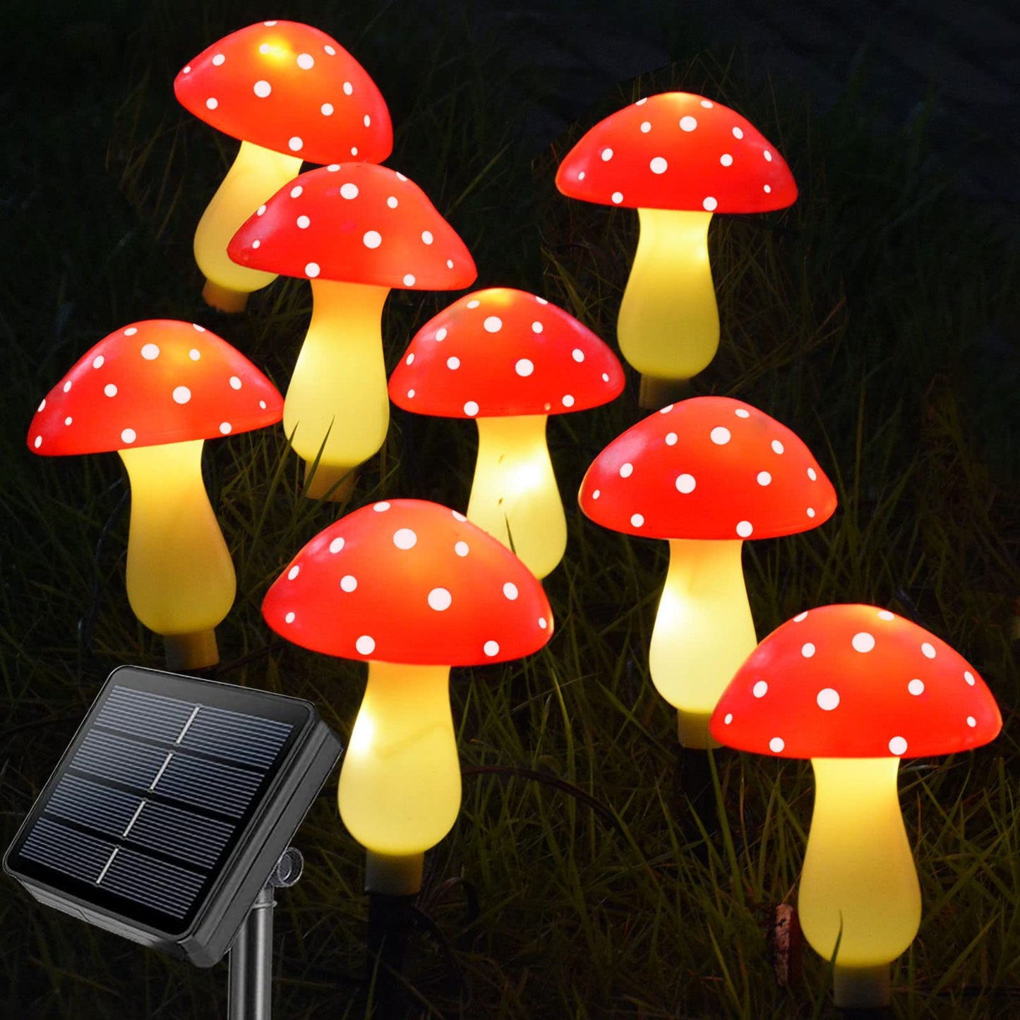 Homeleo 8-Pack Red Mushroom Solar Lights for Outdoor Garden Decor
