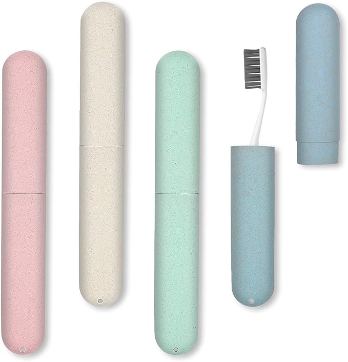 4 Pack Travel Toothbrush Case, Portable Breathable Toothbrush Holder for Travel/Camping/School/Home