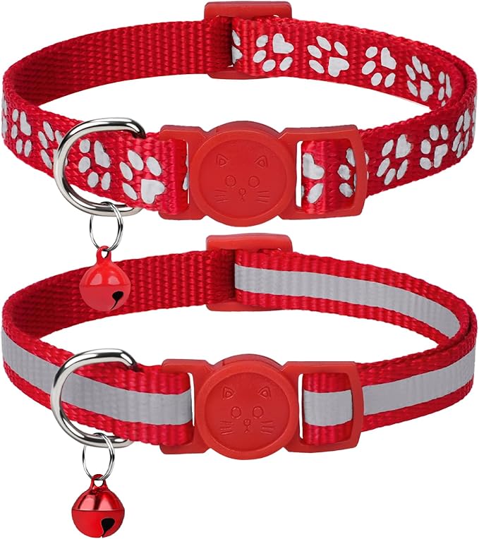 Taglory 2 Pack Reflective Breakaway Cat Collar with Bell, Sky Blue