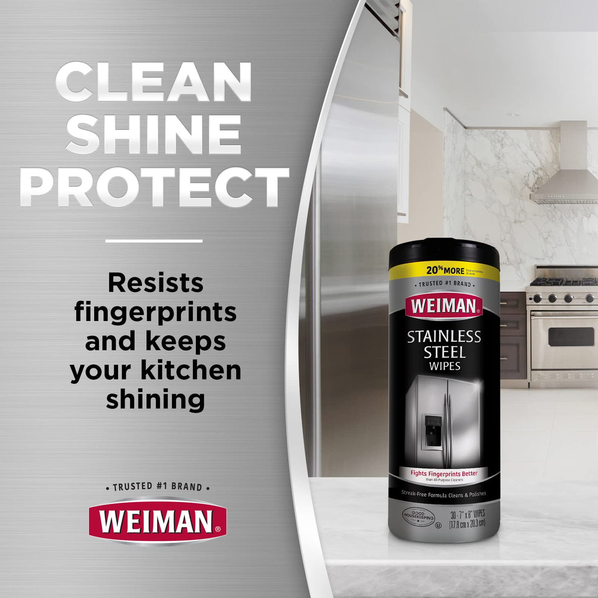 Stainless Steel Cleaning Wipes [2 Pack] Removes Fingerprints (60 Count)
