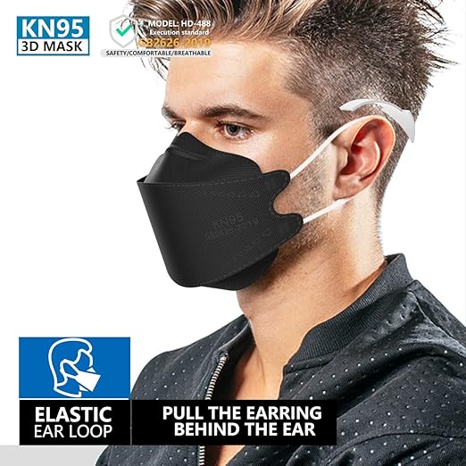 KN95 Face Masks 100 Pack, Breathable Comfortable and Disposable KN95 Mask, Black