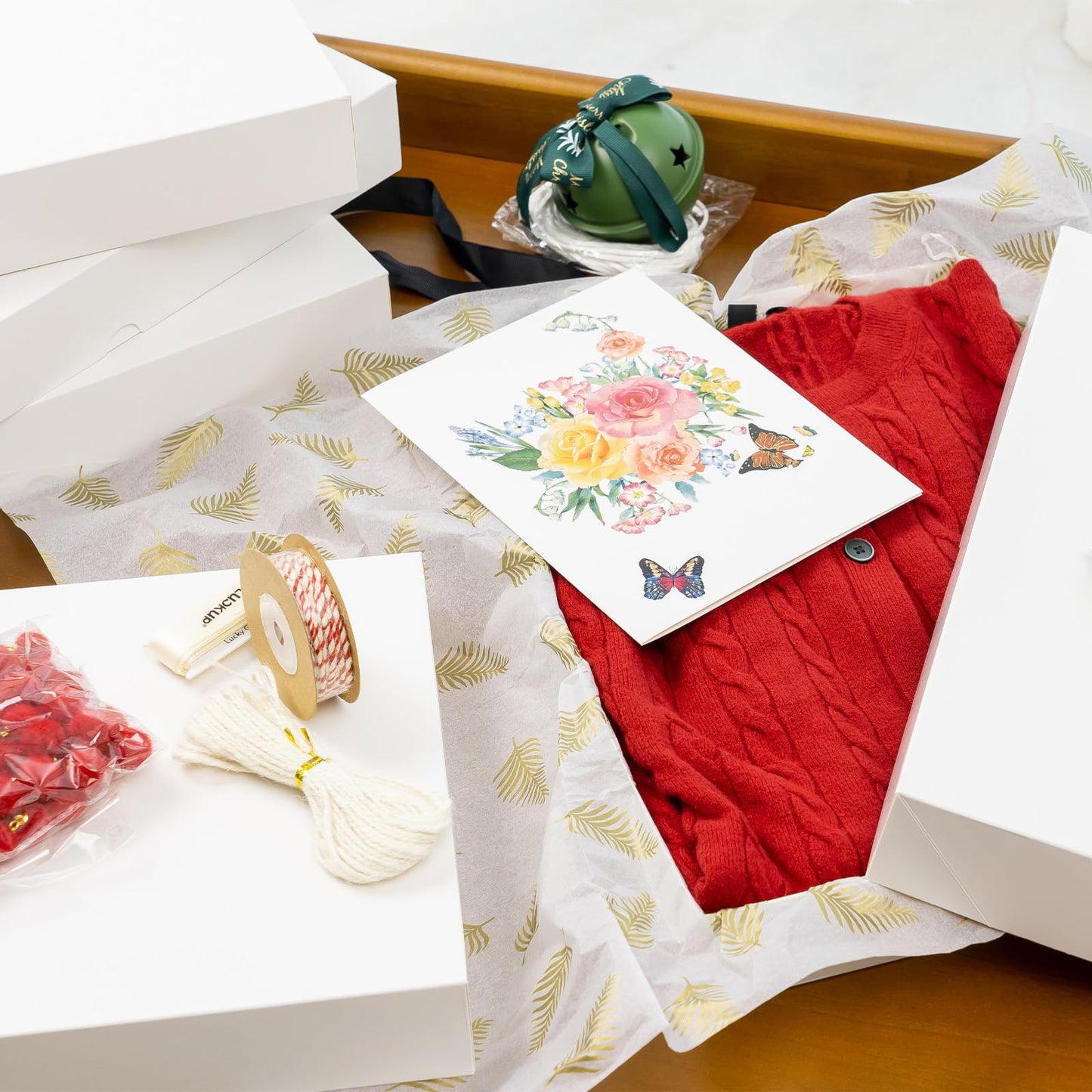 UnicoPak 12 Pack Medium White Cardboard Gift Boxes with Lids for Presents, Gift Boxes for Clothes, Shirt Boxes, 14.25x9.5x2 Inches