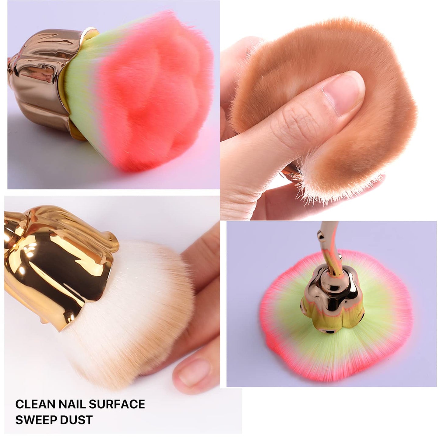 JERCLITY 2 Pieces Rose Makeup Brushes Blush Brush Super Large Face Powder Makeup Brushes kabuki brushes for Powder Cosmetic Nail Dust Brush Loose Powder Brush Makeup Manicure (Gold/Black)