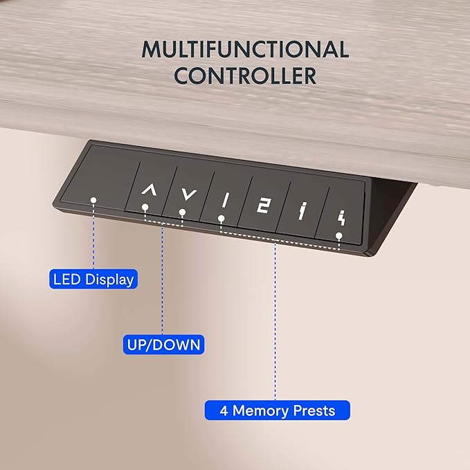 FLEXISPOT EN1 One-Piece Standing Desk 48 x 24 Inches Height Adjustable Electric Desk Sit Stand Desk Home Office Desks (White Frame + Gray Wood Grain Top, 2 Packages)