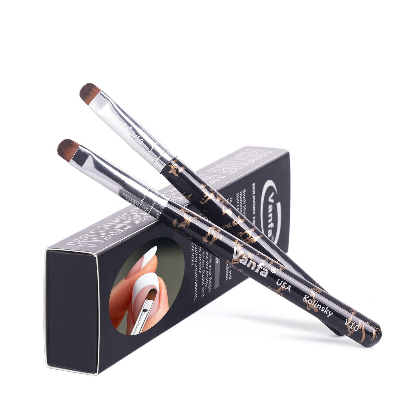 Vanfa French Brush for Nails, Clean up brush for Gel Nail Polish (V10 - Pack of 2)