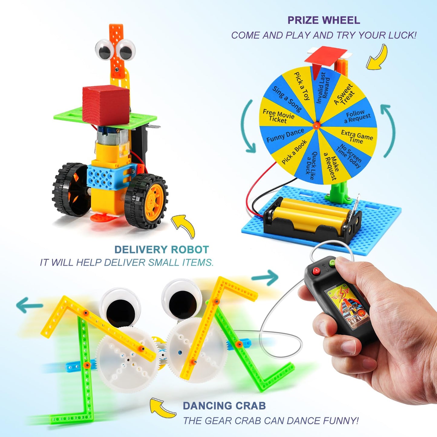STEM Robotics Kits for Kids Age 8-12, DIY Engineering Crafts Kit Science Robot Building STEM Toys for Boys & Girls Ages 8-13 8-10 8 9 10 12 13 14