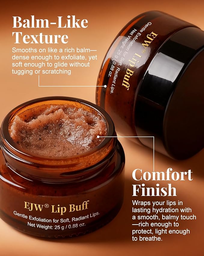 Triple-Action Lip Scrub - Brown Sugar, Coffee & Pearlite Exfoliator - Infused with Coconut & Botanical Oils for Nourishing Care of Dry, Cracked Lips - Vegan, Cruelty-Free
