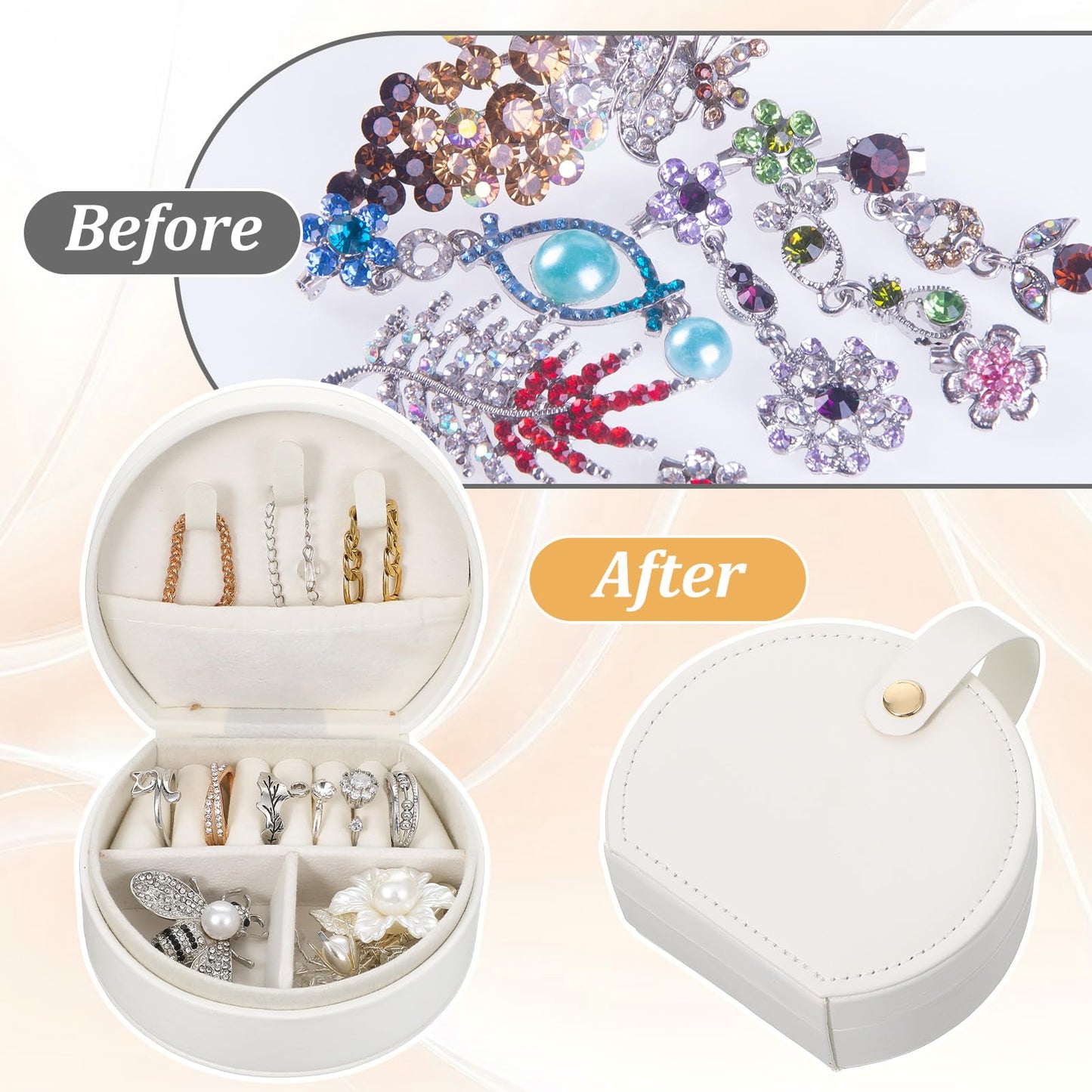 Kifmurase 6Pcs Travel Jewelry Case, Mini Leather Bridesmaid Jewelry Gift Box, Bulk Small Earring Storage Organizer, Elegant Half-Moon Design Box, Personalized Gifts for Women