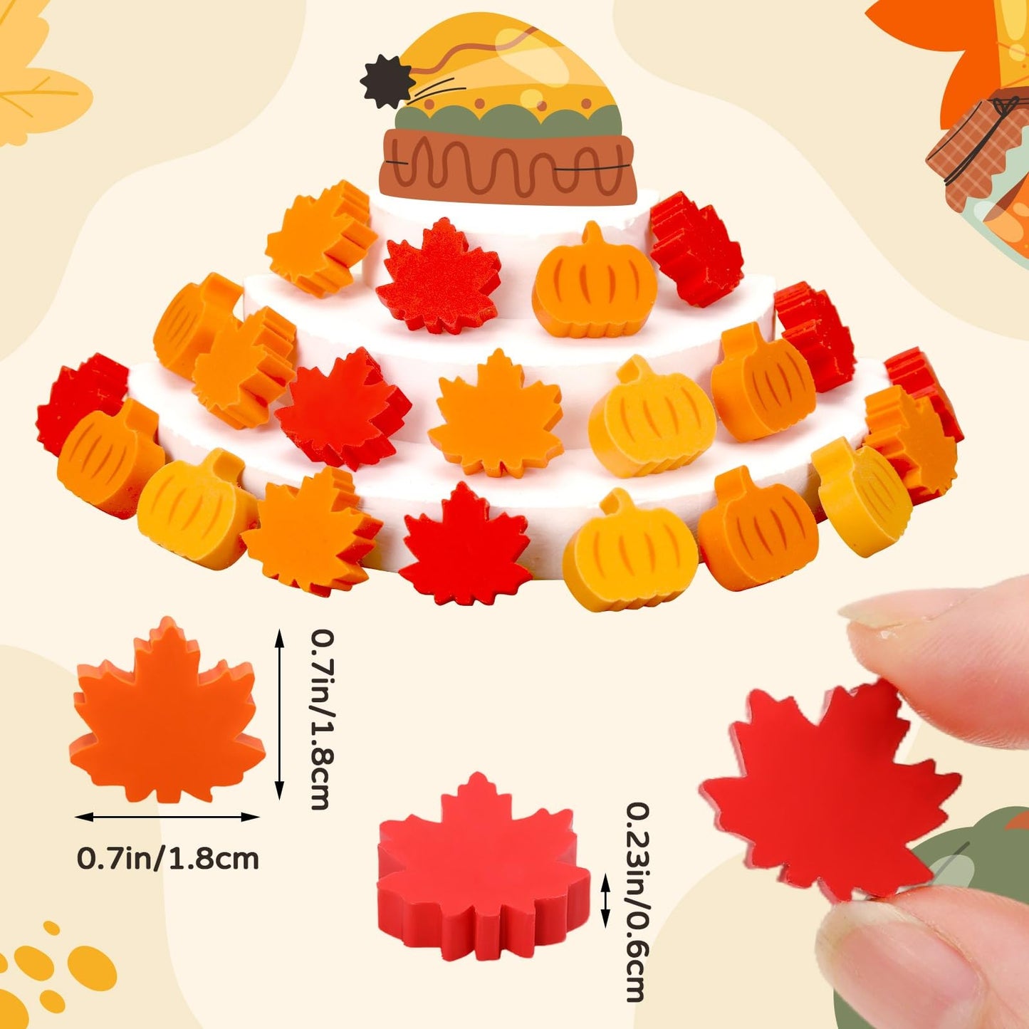 JULMELON 72PCS Fall Party Favors Set, 36PCS Autumn Pencils with 36PCS Pumpkin Maple Leaf Erasers, Pencils for Thanksgiving Holiday Party Reward Supplies