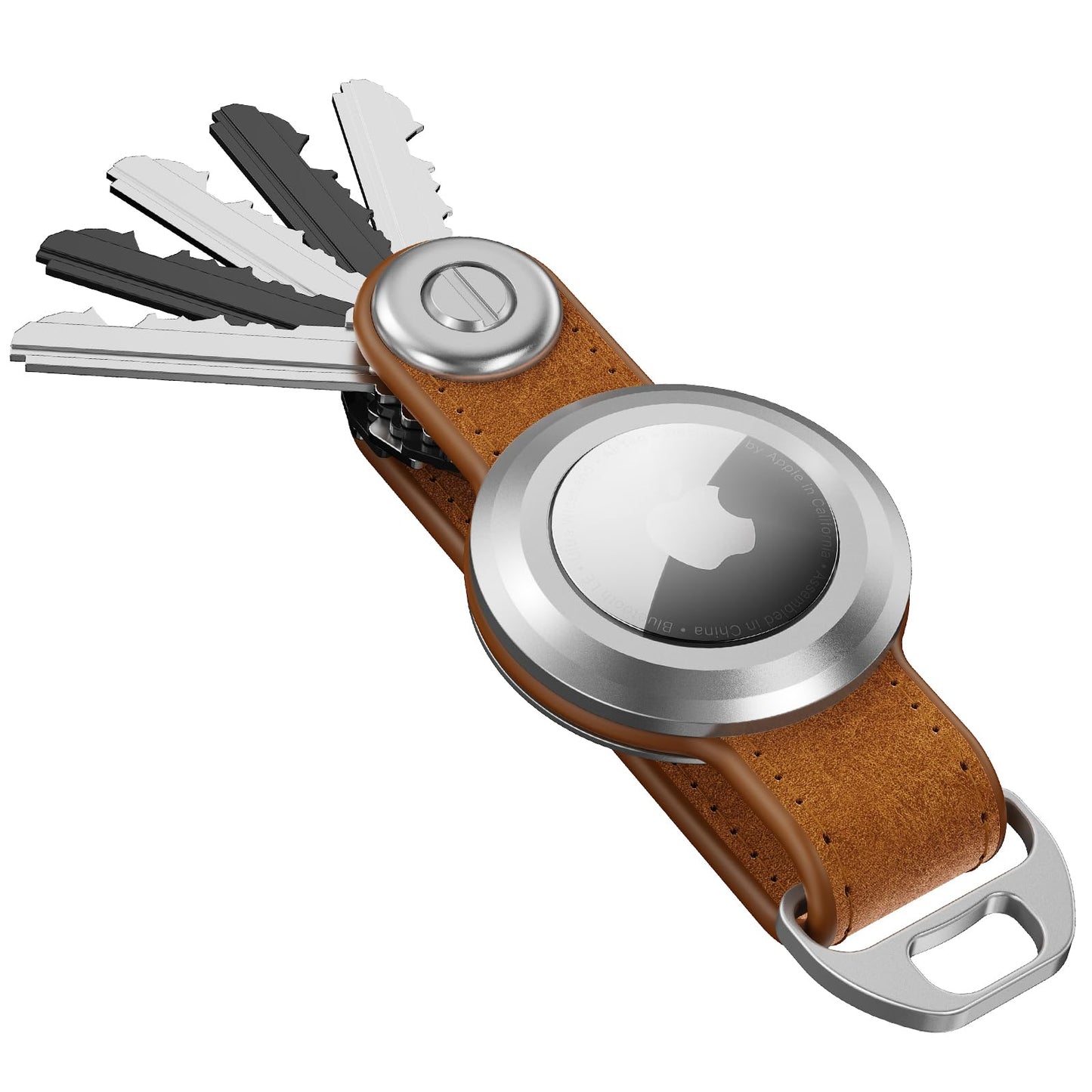 Loovike.com Leather Key Organizer KeyChain with Airtag | Airtag Keychain Holder - Compatible with Airtag Holder,(Not Include AirTag)(Crazy Horse)