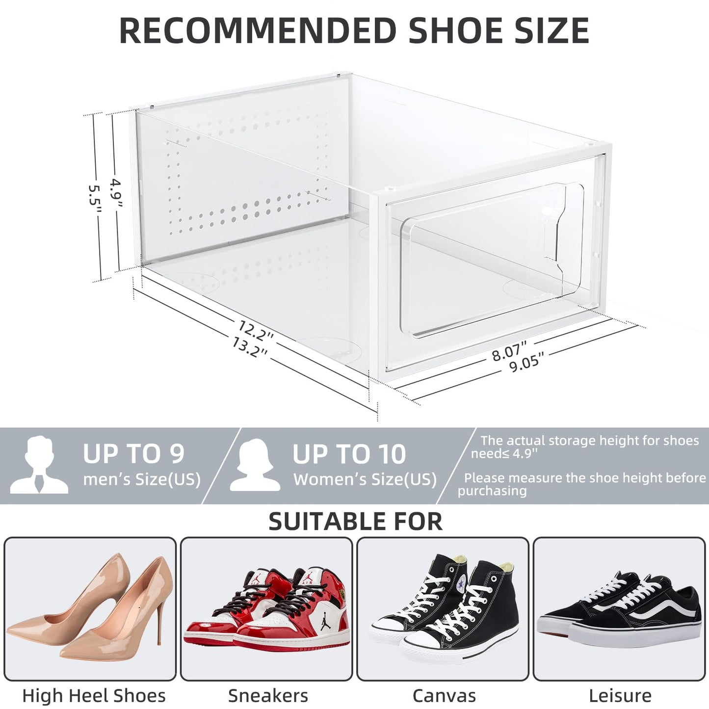 Elechomes Shoe Boxes Clear Plastic Stackable 18 Pack Premium Shoe Organizer Storage for Closet Foldable Shoe Rack Containers Sneaker Display Case Holder Shoe Bin Entryway Drawers Gifts