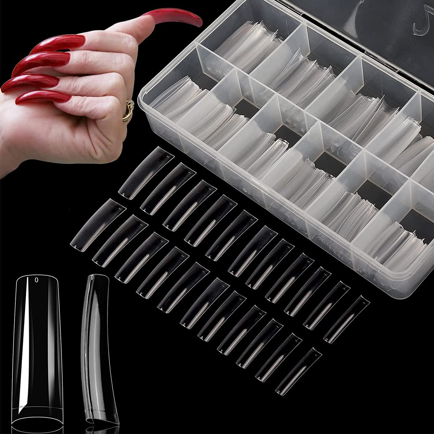 Yokilly Nail Brush Set, 6 PCS Acrylic Nail Art Brush Nail Polish Brush 4PCS Crystal Dappen Dish for Acrylic Nails & 550 PCS Clear Coffin Nail Tips for Professional Acrylic Nails