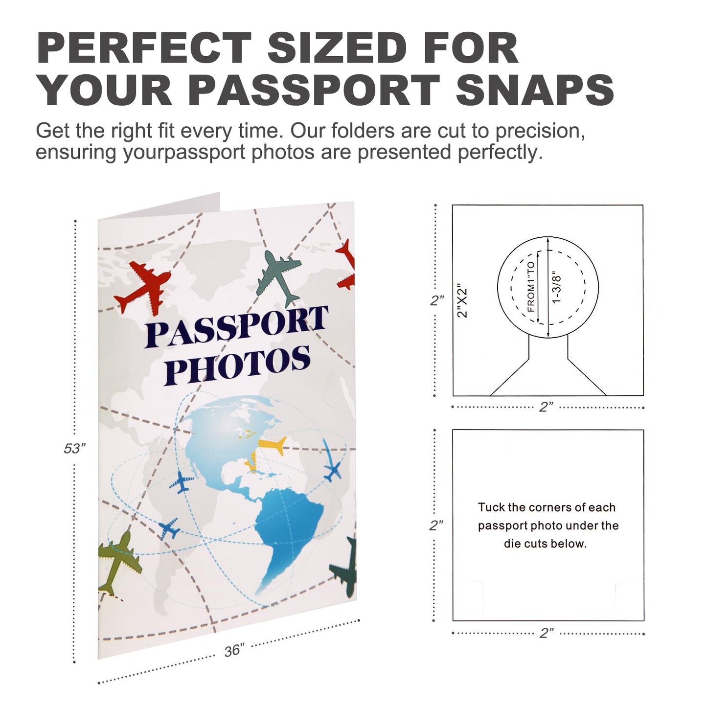 PruQuaiy150-Pack Passport Photo Organizer Folder with Pockets & Compartments for 2x2 Print, Picture Display, Travel Document Organizer - Small Business Supplies - Passport Holder for Travel
