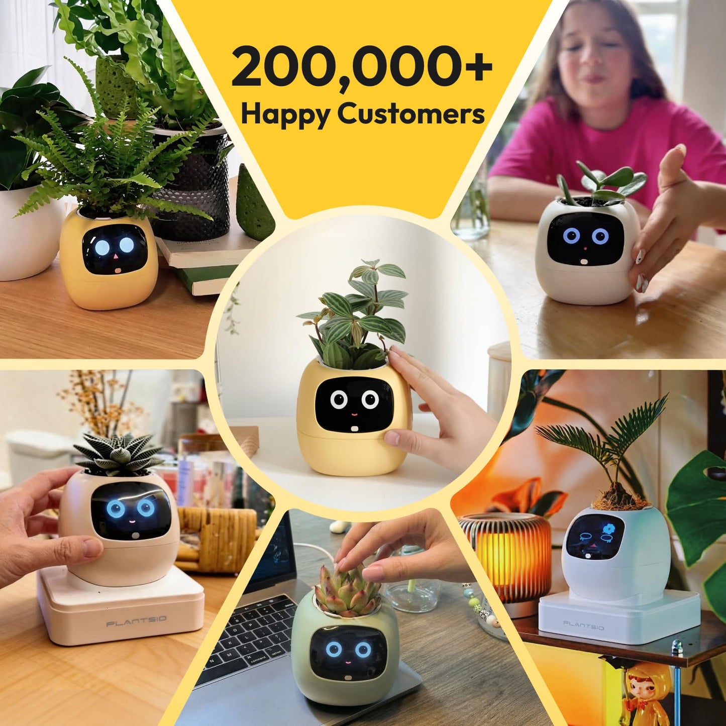 PLANTSIO Ivy Interactive AI Desk Companion, Smart Plant Pet with 100+ Expressions, Cute Indoor Planter for Office Decor, Unique Gift for Plant Lovers & Coworkers(Blush)
