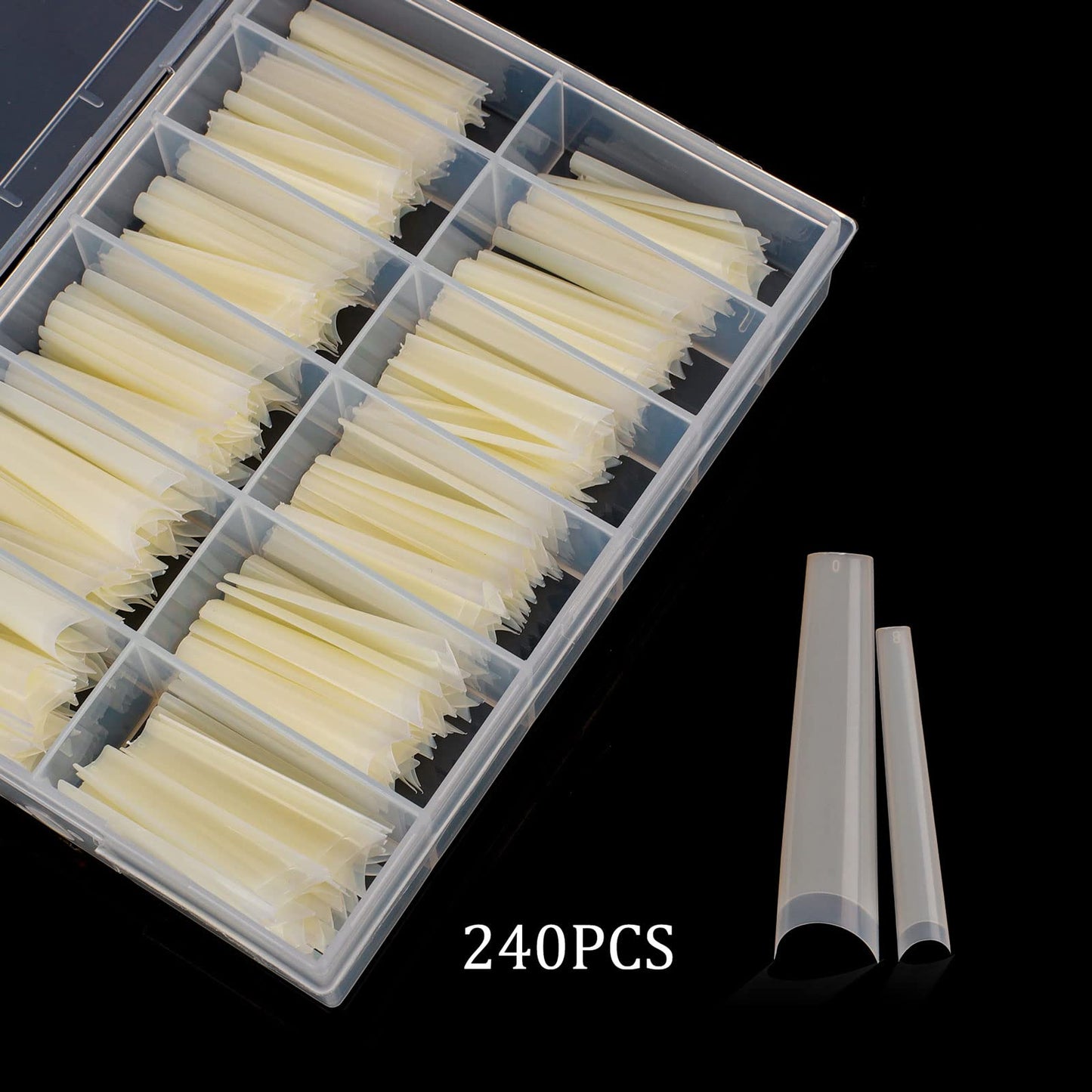 Tapered Extra Long Nail Tips, Ballerina Natural Acrylic Fake Nail Tips, Press On Nail False Nails with Box for Nail Salons and DIY Nail Art, 240PCS, 10 Sizes (Natural)