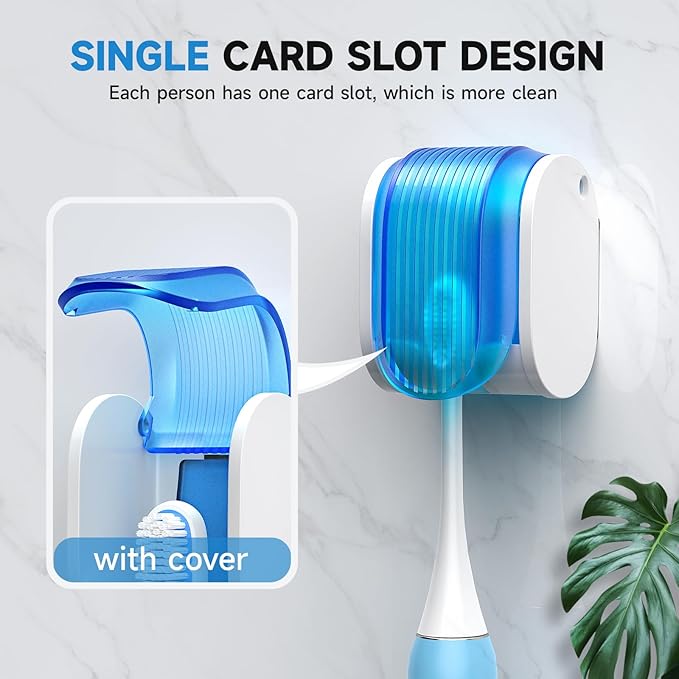 Toothbrush Holders for Bathrooms【Upgrade Single Slot Design】 Toothbrush Holder Wall Mounted with Cover Moisture-Proof and Dust-Proof Toothbrush Storage Organizer for Shower Family and Travel 3PCS
