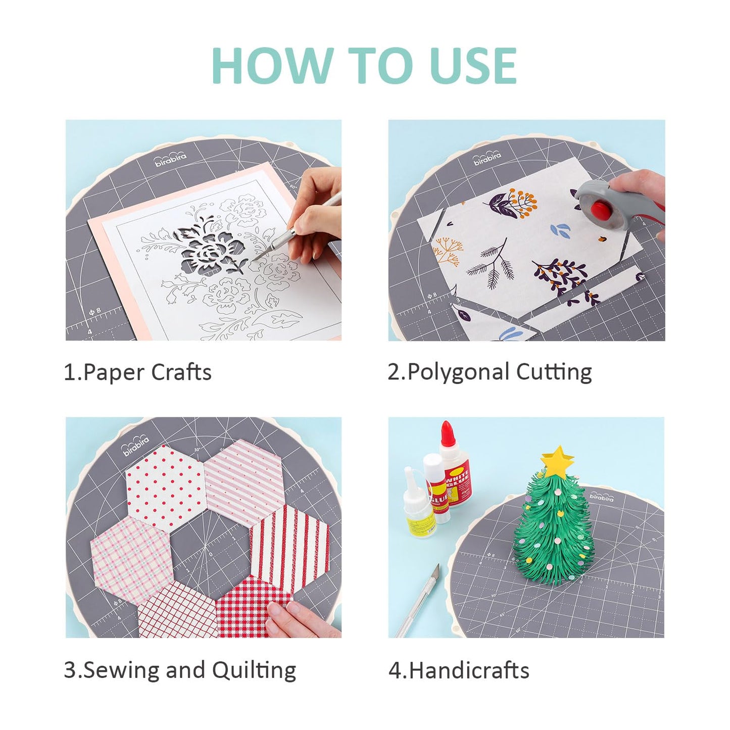 Bira Craft 10" Rotating Platform & Cutting Mat for quilting, paper crafting, painting and cake decoraging (562-005-005 Replacement Mat)