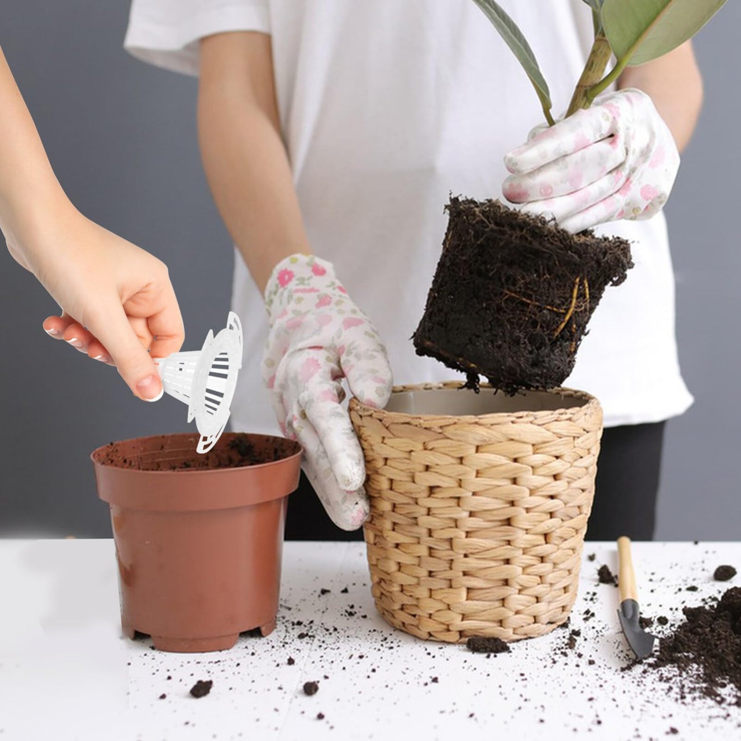 SOLUSTRE 20Pcs Flower Pot Bottom Hole Mesh Pads 2.28 Inch Cone Plant Pot Inserts for Drainage Soil Protection and Root Aeration in Bonsai and Planters