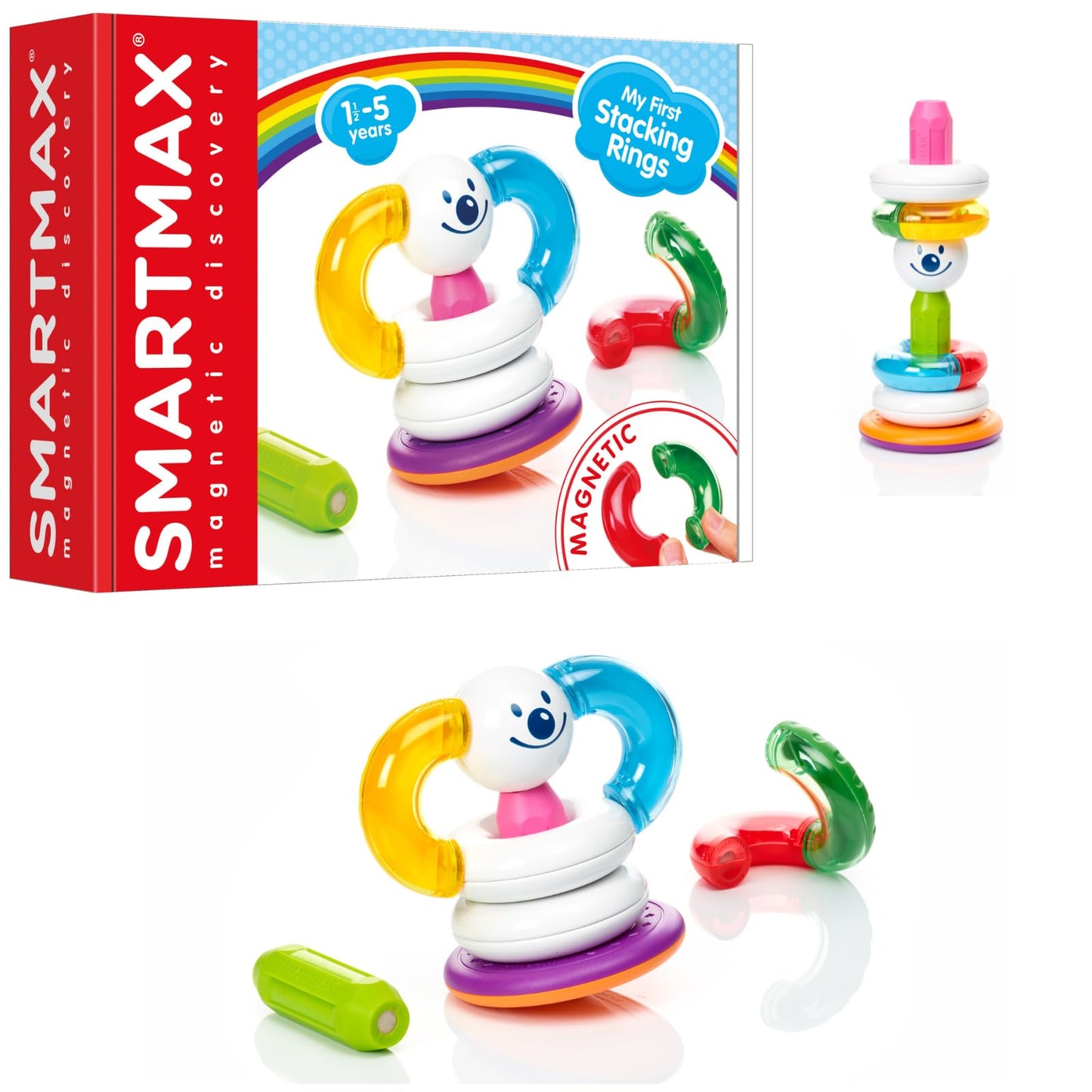 SmartMax My First Stacking Rings Magnetic Building Toy for Ages 1.5–5 – Creative STEM Stacking & Balancing Set